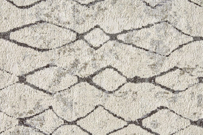 4' X 6' Ivory Gray And Taupe Abstract Stain Resistant Area Rug