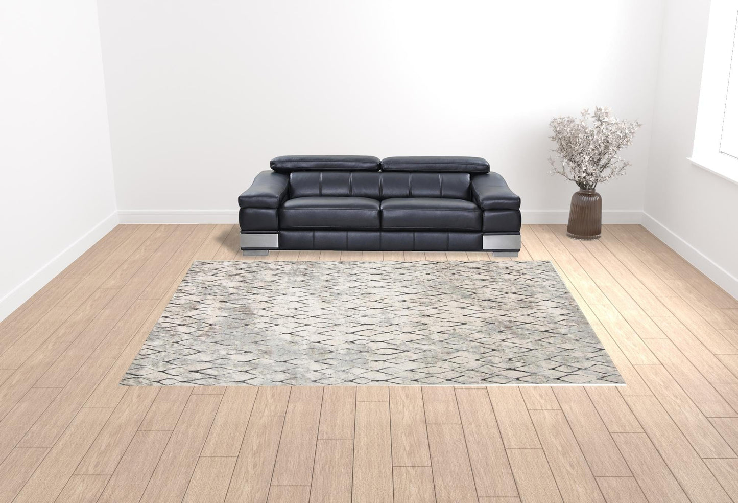 4' X 6' Ivory Gray And Taupe Abstract Stain Resistant Area Rug