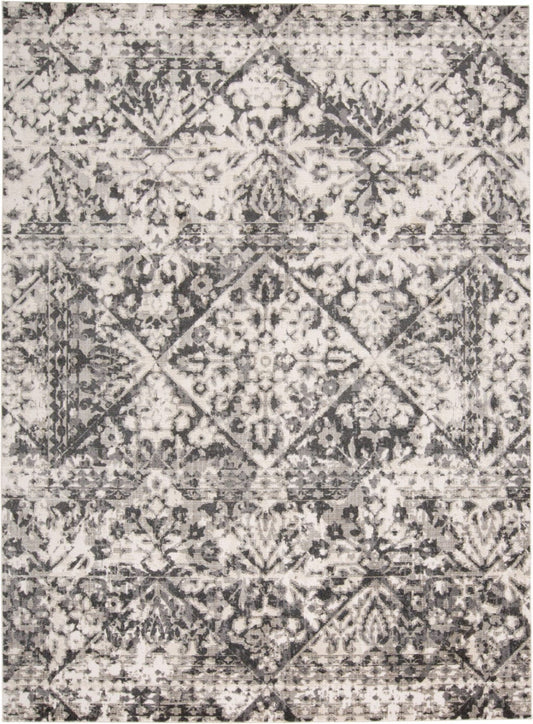 4' X 6' Gray Ivory And Silver Abstract Stain Resistant Area Rug