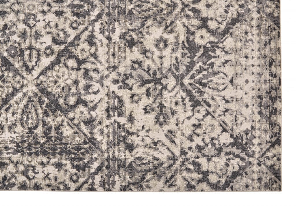 4' X 6' Gray Ivory And Silver Abstract Stain Resistant Area Rug