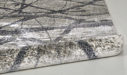 4' X 6' Taupe Gray And Ivory Abstract Stain Resistant Area Rug