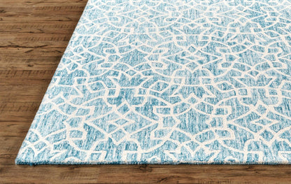 8' X 10' Blue And Ivory Wool Geometric Tufted Handmade Stain Resistant Area Rug
