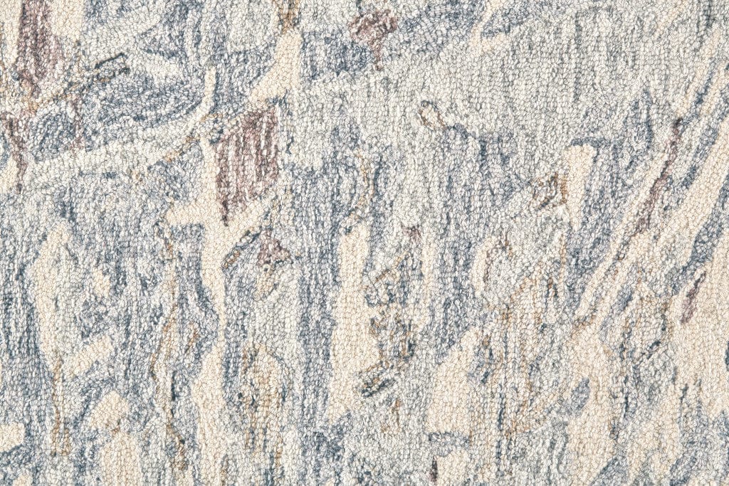 5' X 8' Blue Ivory And Taupe Wool Abstract Tufted Handmade Stain Resistant Area Rug