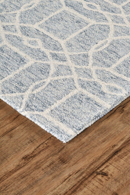 5' X 8' Black Gray And Ivory Wool Geometric Tufted Handmade Stain Resistant Area Rug