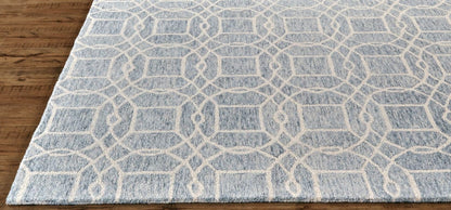 5' X 8' Black Gray And Ivory Wool Geometric Tufted Handmade Stain Resistant Area Rug