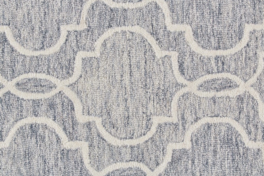 5' X 8' Blue Gray And Ivory Wool Geometric Tufted Handmade Stain Resistant Area Rug