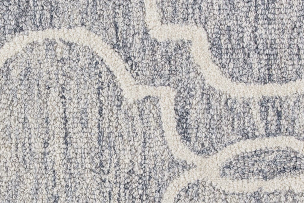 5' X 8' Blue Gray And Ivory Wool Geometric Tufted Handmade Stain Resistant Area Rug