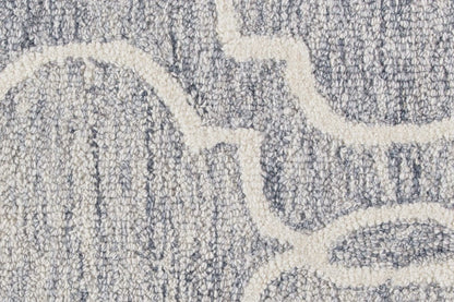 5' X 8' Blue Gray And Ivory Wool Geometric Tufted Handmade Stain Resistant Area Rug