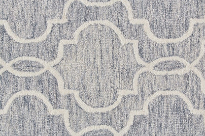 5' X 8' Blue Gray And Ivory Wool Geometric Tufted Handmade Stain Resistant Area Rug