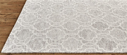 5' X 8' Blue Gray And Ivory Wool Geometric Tufted Handmade Stain Resistant Area Rug