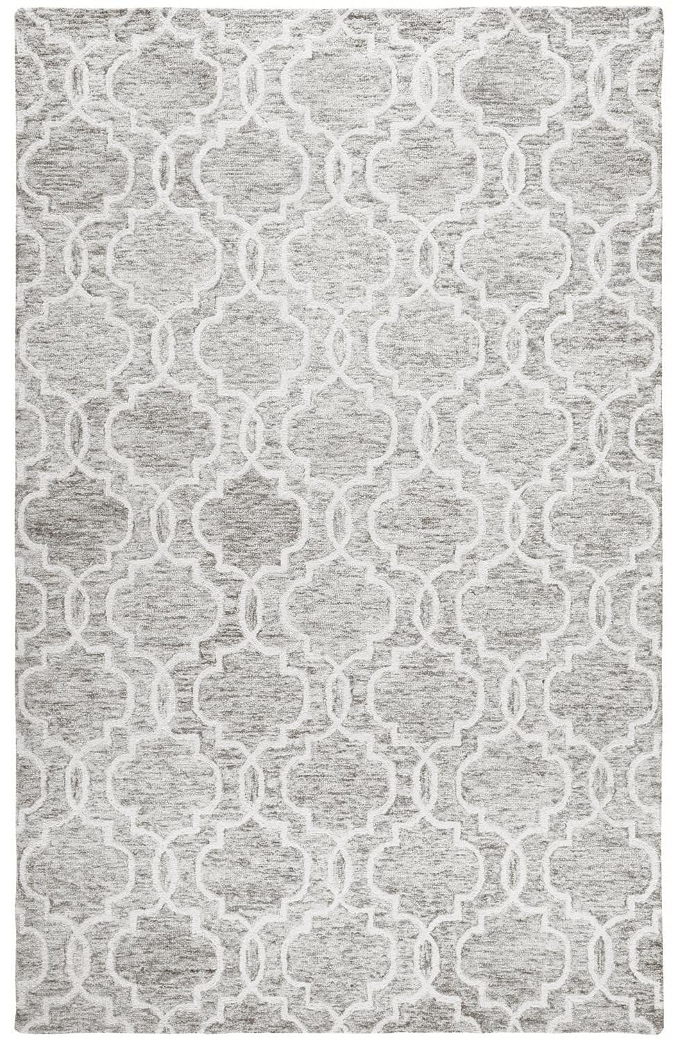 5' X 8' Blue Gray And Ivory Wool Geometric Tufted Handmade Stain Resistant Area Rug