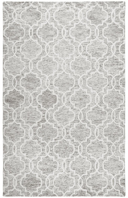 5' X 8' Blue Gray And Ivory Wool Geometric Tufted Handmade Stain Resistant Area Rug