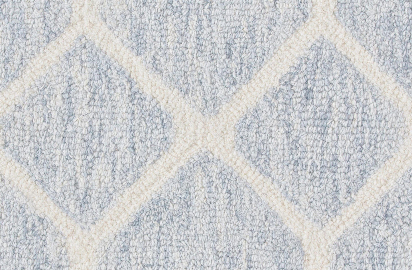 5' X 8' Blue And Ivory Wool Geometric Tufted Handmade Stain Resistant Area Rug