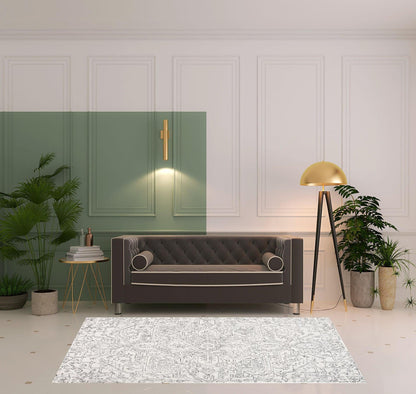 5' X 8' Ivory And Brown Wool Floral Tufted Handmade Stain Resistant Area Rug