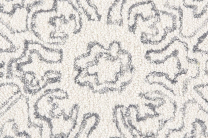 5' X 8' Ivory And Brown Wool Floral Tufted Handmade Stain Resistant Area Rug