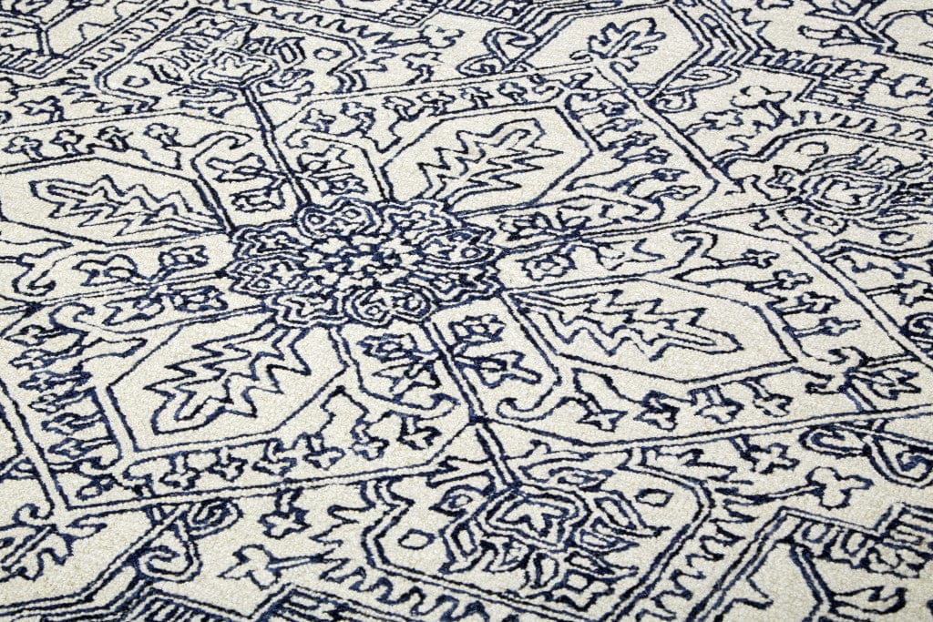 5' X 8' Ivory And Brown Wool Floral Tufted Handmade Stain Resistant Area Rug