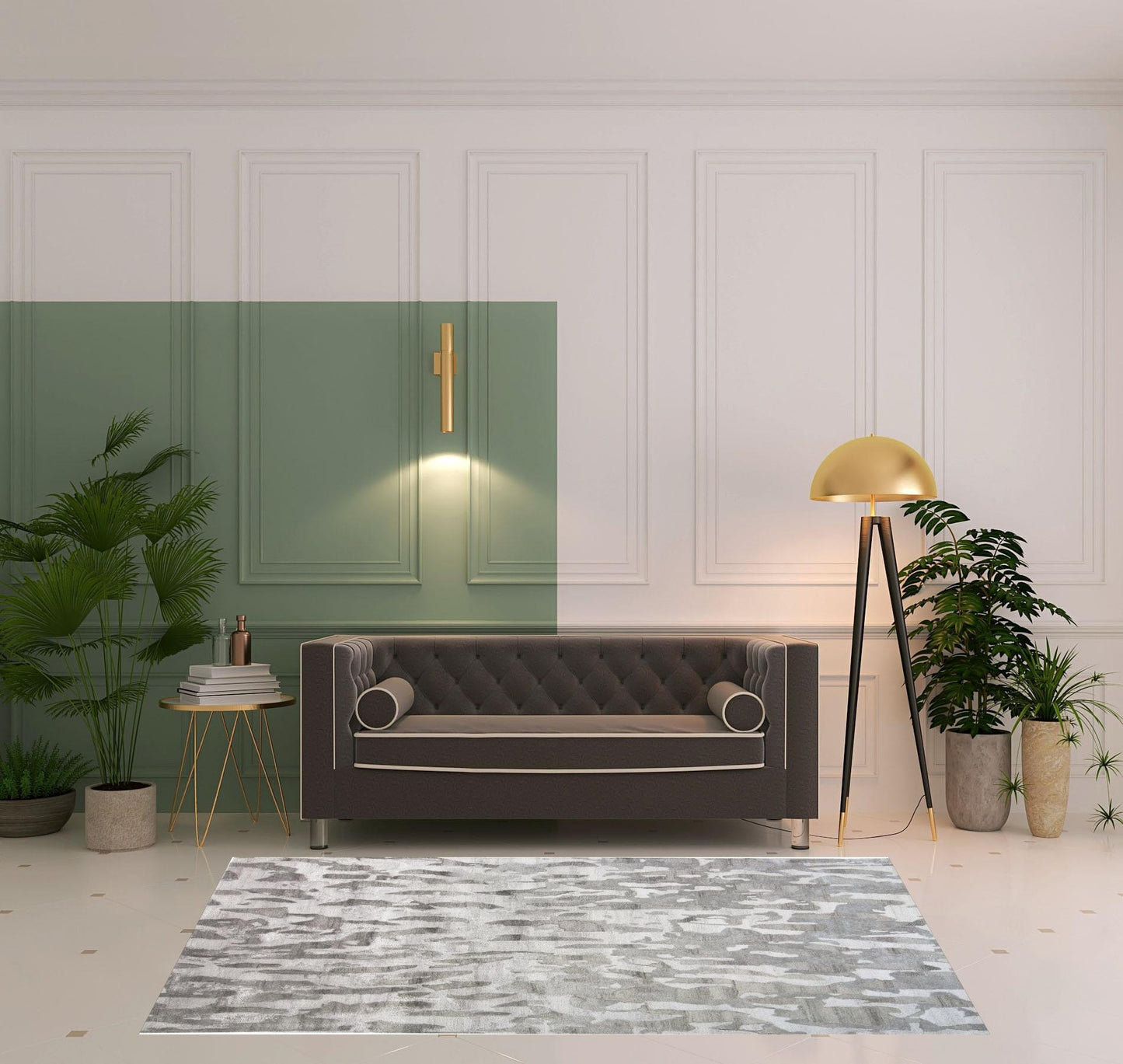 4' X 6' Gray Taupe And Silver Abstract Tufted Handmade Area Rug