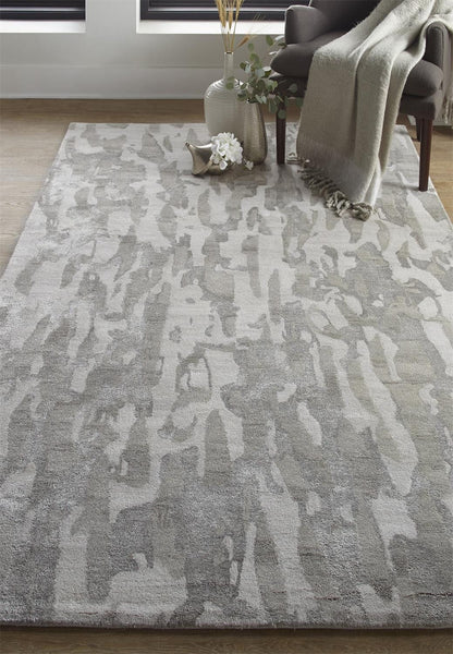 4' X 6' Gray Taupe And Silver Abstract Tufted Handmade Area Rug