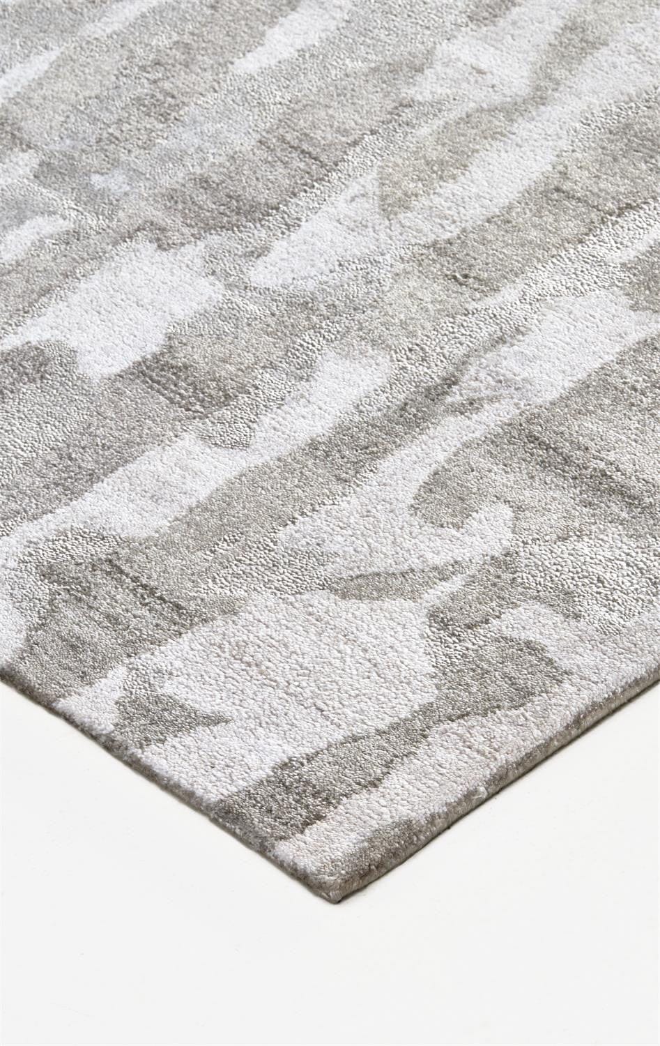 4' X 6' Gray Taupe And Silver Abstract Tufted Handmade Area Rug