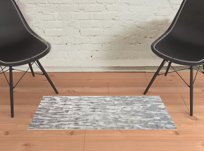 4' X 6' Gray Taupe And Silver Abstract Tufted Handmade Area Rug