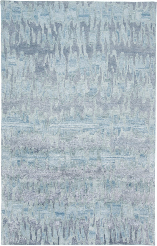 4' X 6' Blue Green And Gray Abstract Tufted Handmade Area Rug