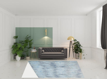 4' X 6' Blue Green And Gray Abstract Tufted Handmade Area Rug