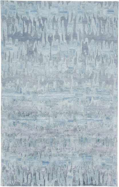 4' X 6' Blue Green And Gray Abstract Tufted Handmade Area Rug