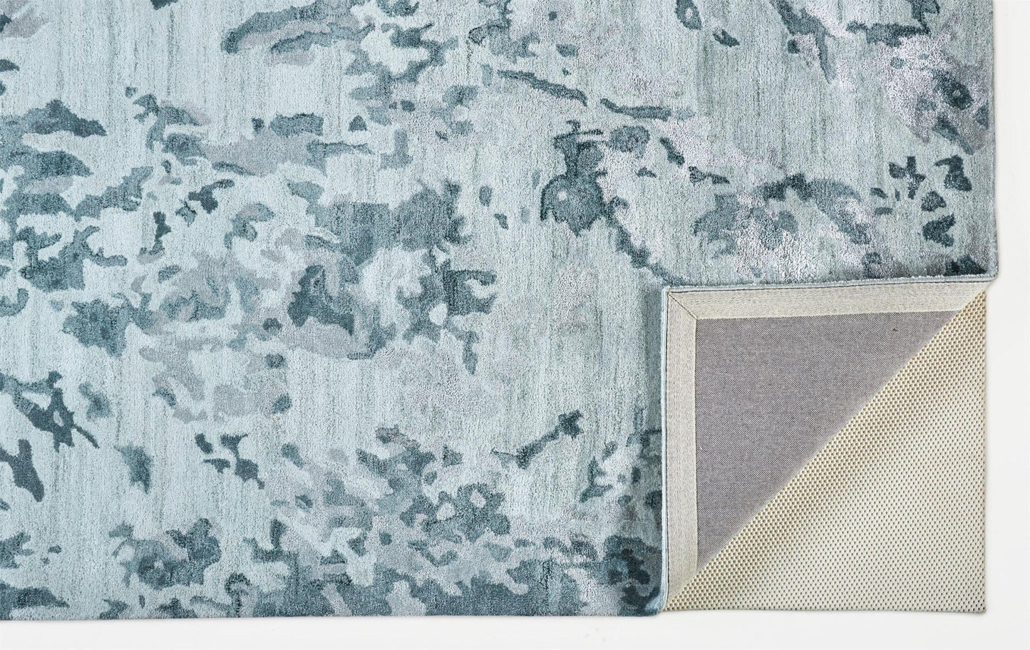 4' X 6' Blue Green And Silver Abstract Tufted Handmade Area Rug