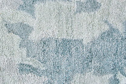 4' X 6' Blue Green And Silver Abstract Tufted Handmade Area Rug