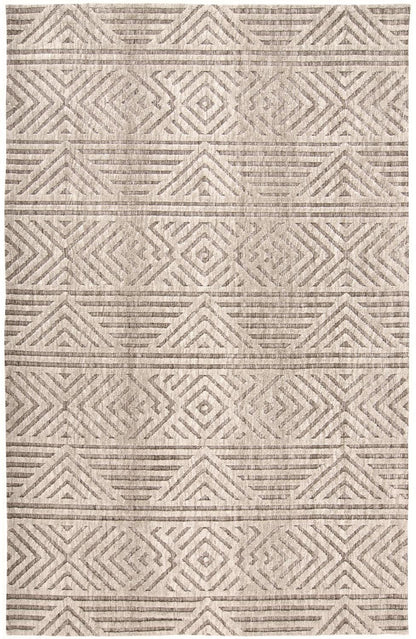 4' X 6' Tan Ivory And Brown Geometric Stain Resistant Area Rug