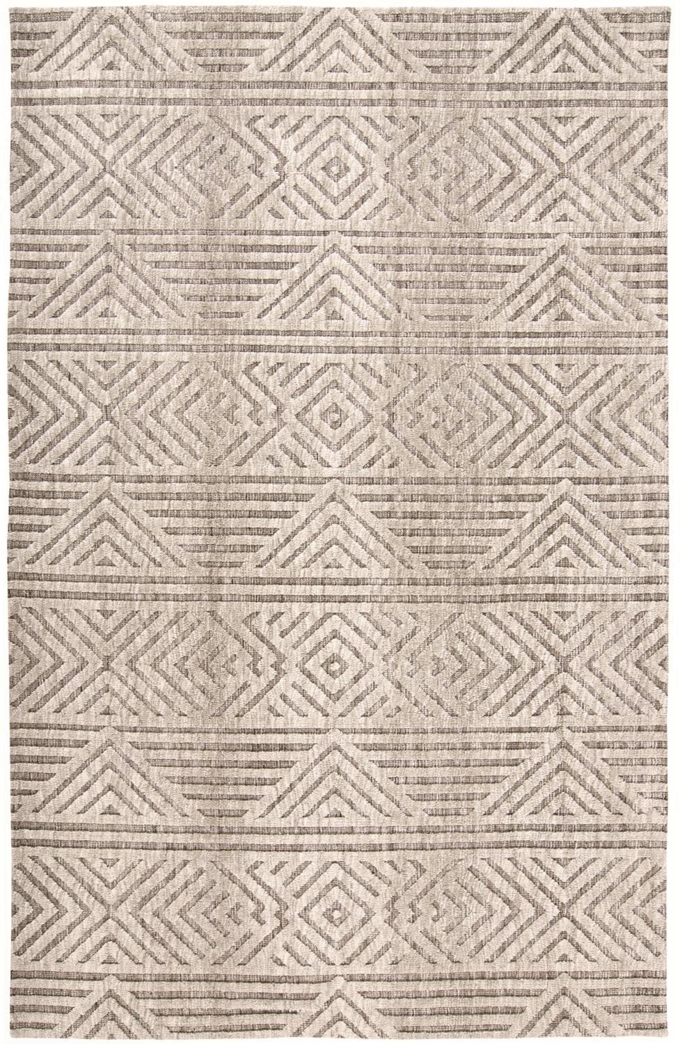 4' X 6' Tan Ivory And Brown Geometric Stain Resistant Area Rug