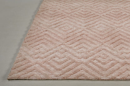 4' X 6' Pink And Ivory Geometric Stain Resistant Area Rug
