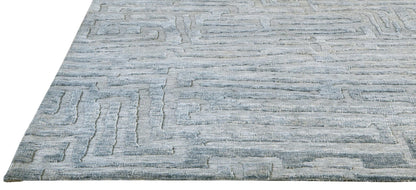 4' X 6' Blue Ivory And Gray Geometric Stain Resistant Area Rug