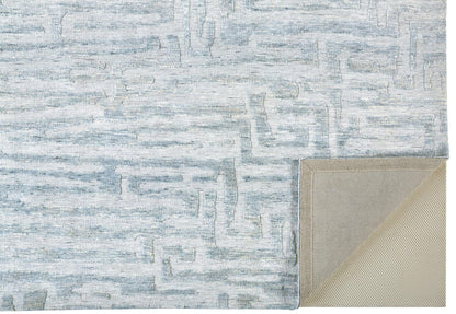 4' X 6' Blue Ivory And Gray Geometric Stain Resistant Area Rug