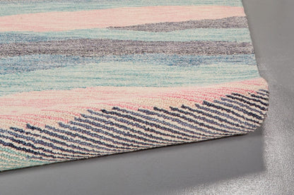4' X 6' Pink Green And Blue Wool Abstract Tufted Handmade Area Rug