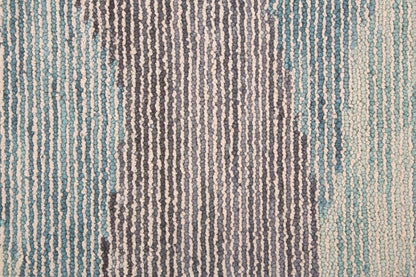 4' X 6' Pink Green And Blue Wool Abstract Tufted Handmade Area Rug