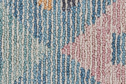 4' X 6' Gray Blue And Green Wool Geometric Tufted Handmade Area Rug