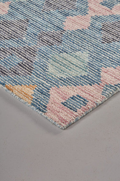 4' X 6' Gray Blue And Green Wool Geometric Tufted Handmade Area Rug