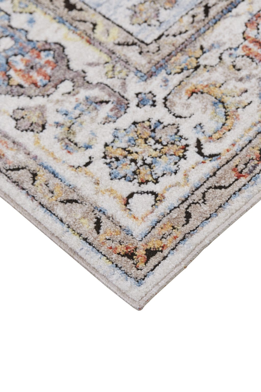 4' X 6' Taupe Blue And Gray Floral Stain Resistant Area Rug