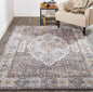 4' X 6' Gray Blue And Gold Floral Stain Resistant Area Rug