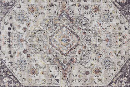 4' X 6' Purple Gray And Ivory Abstract Stain Resistant Area Rug