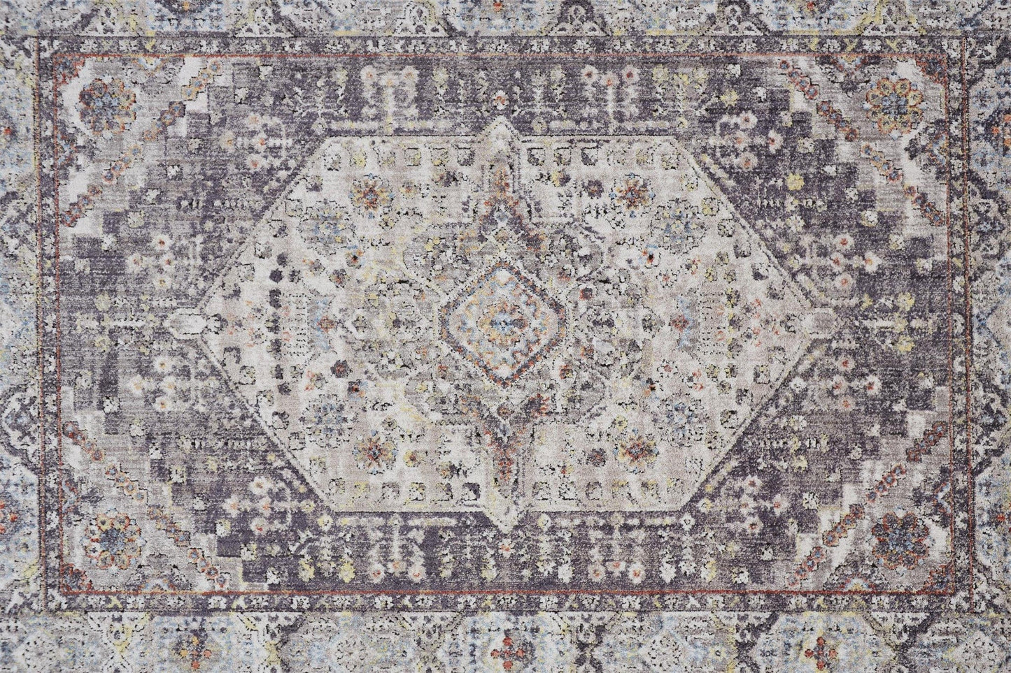 4' X 6' Purple Gray And Ivory Abstract Stain Resistant Area Rug