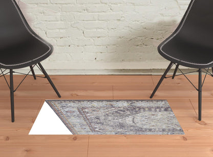 4' X 6' Purple Gray And Ivory Abstract Stain Resistant Area Rug
