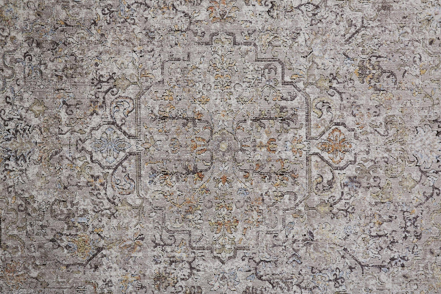 4' X 6' Gray Taupe And Yellow Abstract Stain Resistant Area Rug