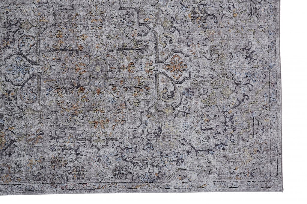 4' X 6' Gray Taupe And Yellow Abstract Stain Resistant Area Rug