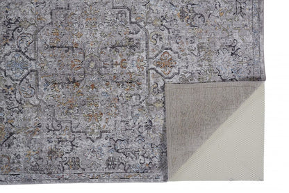 4' X 6' Gray Taupe And Yellow Abstract Stain Resistant Area Rug