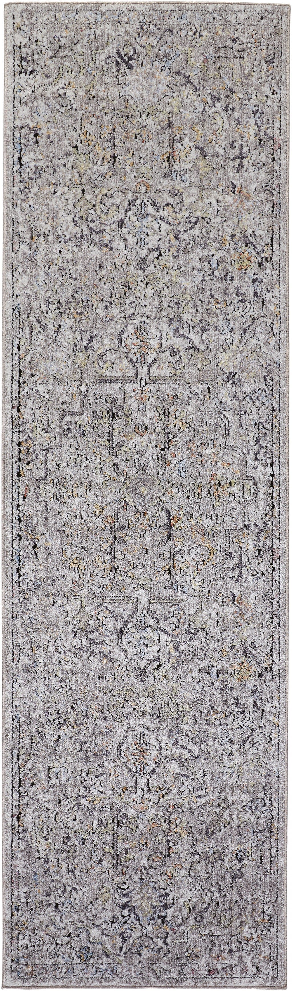 4' X 6' Gray Taupe And Yellow Abstract Stain Resistant Area Rug