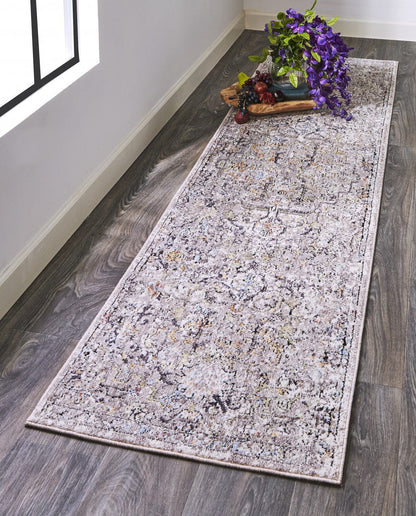 4' X 6' Gray Taupe And Yellow Abstract Stain Resistant Area Rug