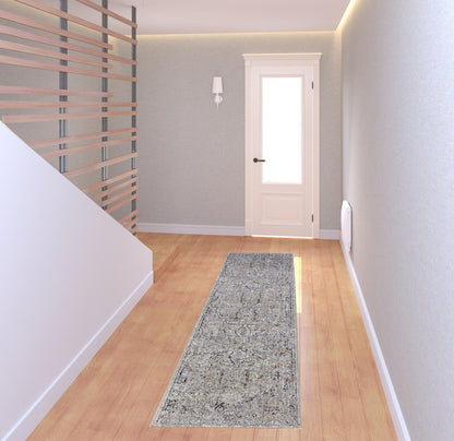 4' X 6' Gray Taupe And Yellow Abstract Stain Resistant Area Rug