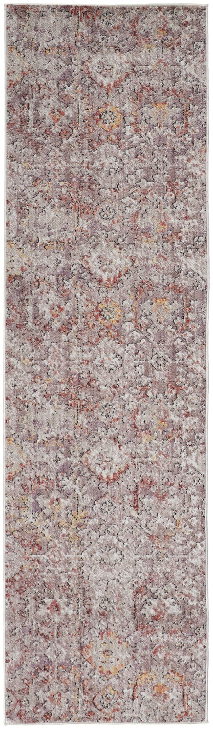 4' X 6' Pink Ivory And Gray Abstract Stain Resistant Area Rug